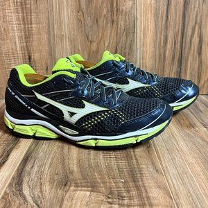 Mizuno Wave Enigma 5 Mens Running Shoes Black Yellow White Cushioned EUC Size 9